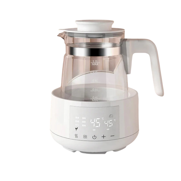 Bollitore elettrico con termostato per neonati 1,2 l regolazione temperatura 35–95 °C vetro borosilicato acciaio inossidabile scaldabiberon 1