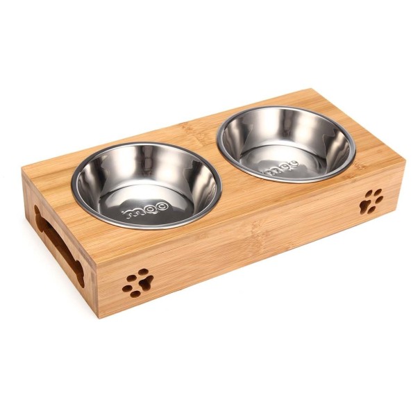 Bols pour chiens avec support en bois L
