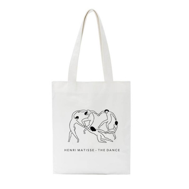Bolsa branca feminina com estampa artística inspirada na pintura moderna Uchas longas Dimensões 40 x 35 cm Bolsa de compras plana para a cidade 3