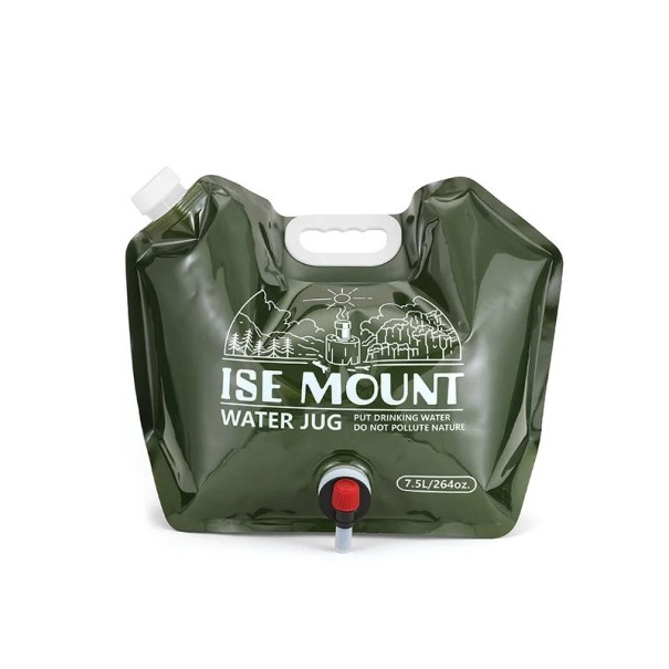 Bolsa de agua plegable para exteriores de 7,5 l con grifo, contenedor de agua portátil, equipo de acampada, tanque de agua de gran capacidad. 1
