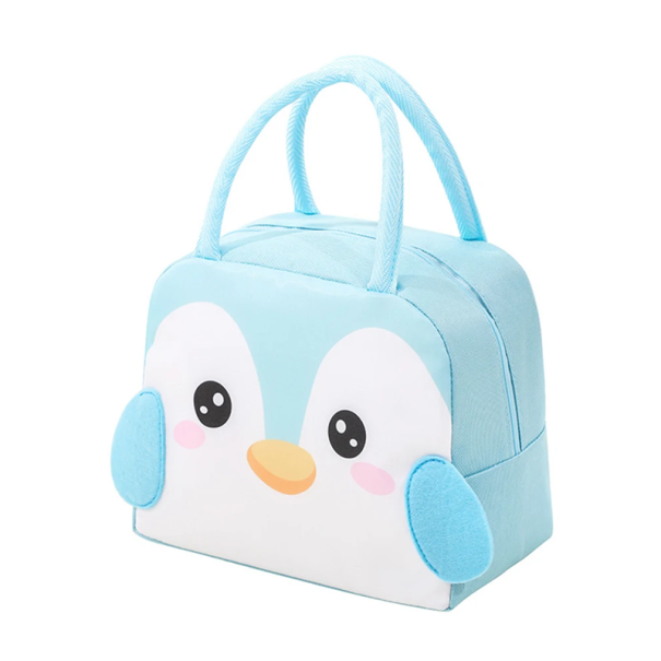 Bolsa de almoço isolada 23 x 14 x 19 cm Pinguim ilustrado Bolsa térmica para comida Bolsa portátil com refrigeração Caixa de almoço 1
