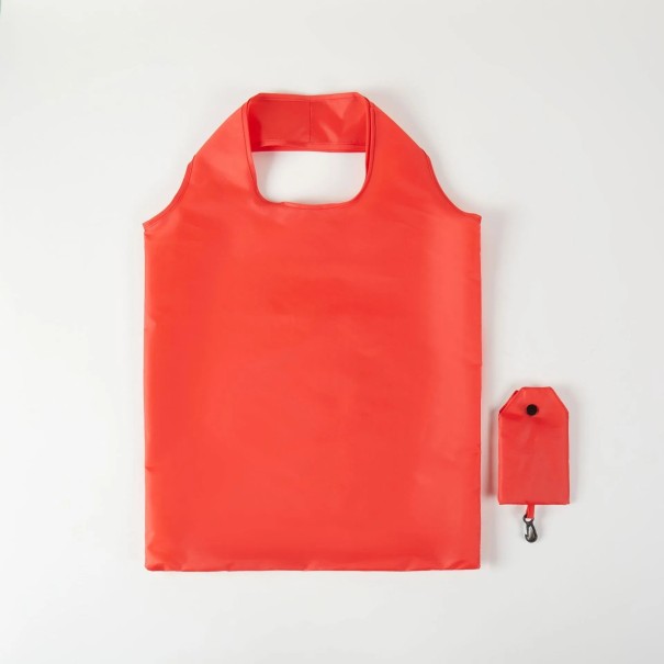 Bolsa de compra plegable 38 x 58 cm Bolsa de poliéster de colores Bolsa reutilizable con mosquetón Bolsa compacta de bolsillo rojo