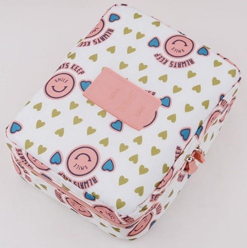 Bolsa de cosméticos J3547 blanco-rosa