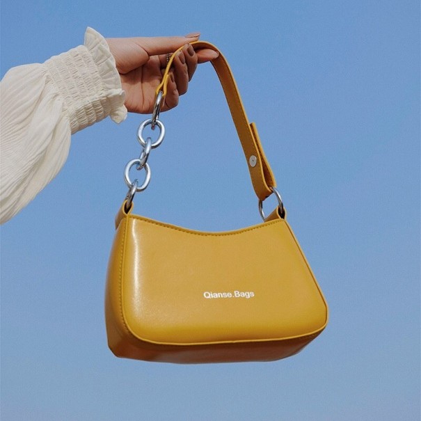 Bolsa de couro feminina M1260 amarelo escuro