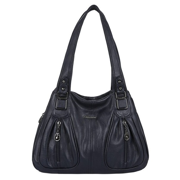 Bolsa de couro feminina M1327 azul escuro