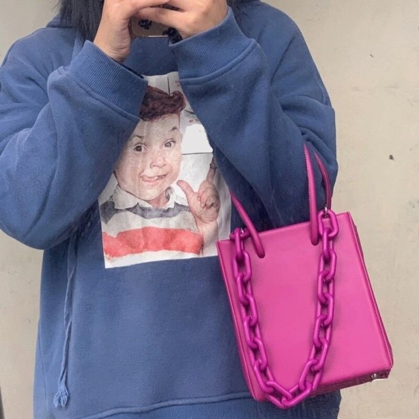 Bolsa de couro feminina M1391 rosa escuro