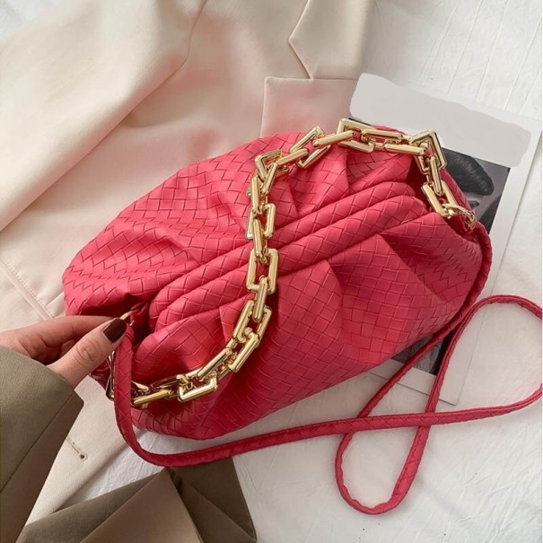 Bolsa de couro feminina M1455 rosa escuro
