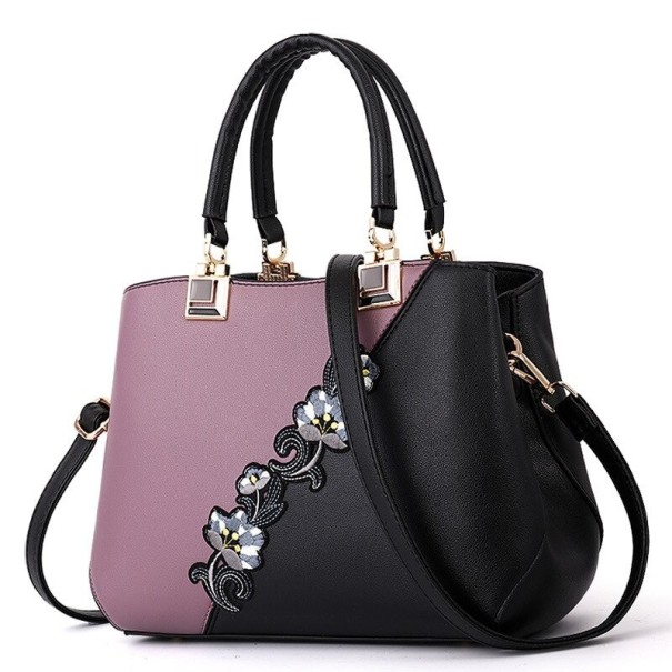 Bolsa de couro feminina M734 roxo claro 1