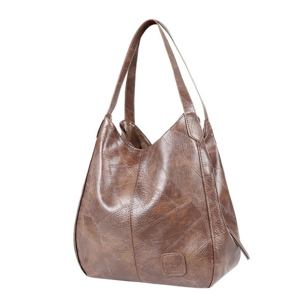 Bolsa de couro feminina M745 castanho escuro