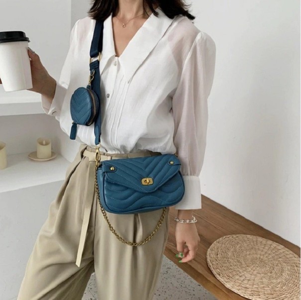 Bolsa de couro para senhora M1364 turquesa