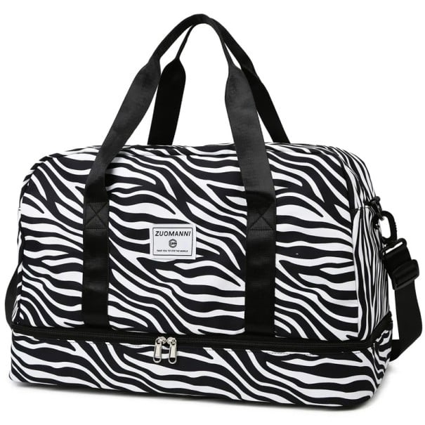 Bolsa de deporte de viaje para mujer 49 x 24,5 x 32 cm Bolsa espaciosa y duradera con estampado de cebra Bolsa de deporte de fin de semana Viajes 1