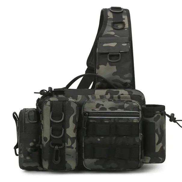 Bolsa de hombro para aparejos de pesca, 38 x 19 x 14 cm, impermeable, bolsa de pesca portátil, bolsa de almacenamiento para equipo de pescadores, organizador de aparejos verde militar