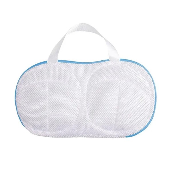 Bolsa de lavandería para sujetadores de malla fina con cremallera, 1 unidad, bolsa protectora para prendas delicadas en la lavadora, cuidado especial para ropa interior azul