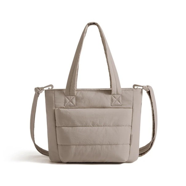 Bolsa de ombro acolchoada para senhora crossbody 31 x 25 x 12 cm 9,3 l poliéster com compartimento para portátil de 13,1 polegadas bege