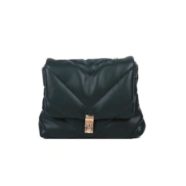 Bolsa de ombro pequena em pele para senhora verde escuro