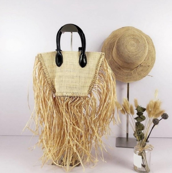 Bolsa de palha para senhora M1475 preto