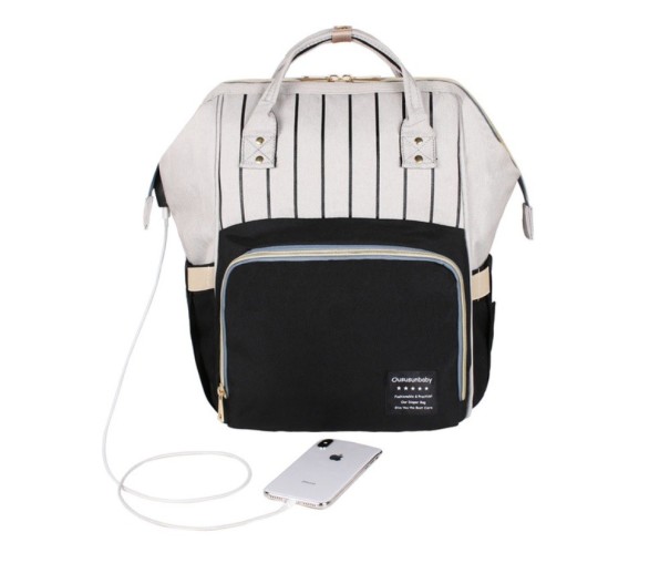 Bolsa de pañales inteligente con USB negro