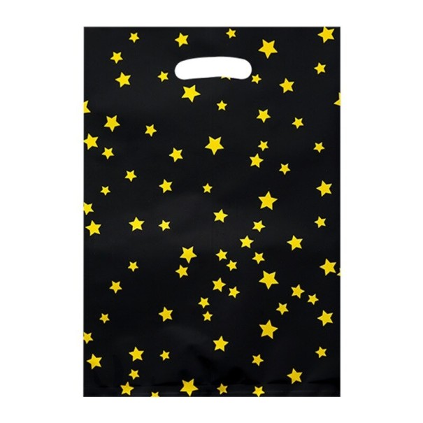 Bolsa de regalo con estrellas 10 uds. negro