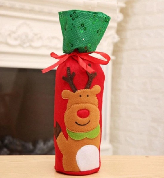 Bolsa de regalo de vino de Navidad J3464 reno