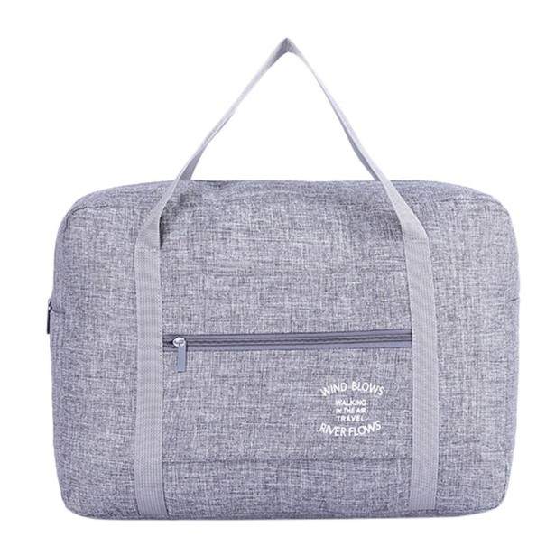 Bolsa de viagem a tiracolo com passante para pega de mala Bolso frontal com fecho de correr Duas alças longas Nylon mesclado 40 x 13 x 30 cinzento