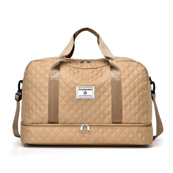 Bolsa de viaje de nailon de gran capacidad 49 x 25 x 32 cm Bolsa de hombro deportiva Bolsa de gimnasio Bolsa de fin de semana para viajar marrón