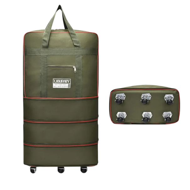 Bolsa de viaje plegable de tres capas con ruedas 48 x 26 x 80 cm Bolsa expandible de Oxford Gran bolsa de viaje con ruedas 1