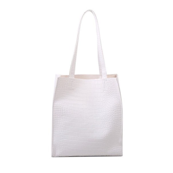 Bolsa feminina com padrão de pele de cobra branco