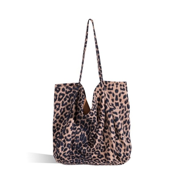 Bolsa grande de leopardo para senhora Bolsa shopper espaçosa e suave com duas alças longas para uso diário Nylon e PVC 40 x 22 x 46 cm 1