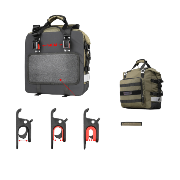 Bolsa lateral de motocicleta impermeable extensible 20–30 l 35 × 15 × 35 cm bolsa universal para debajo del asiento para viajar verde