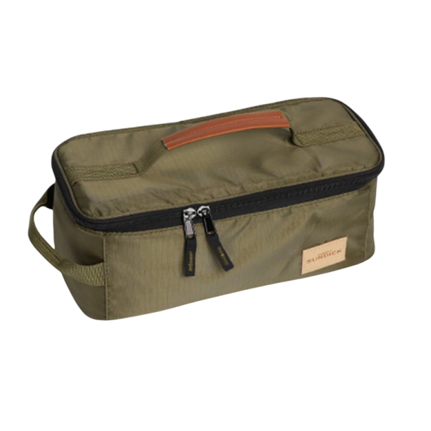 Bolsa para cubiertos de camping de 13 x 31 x 12 cm, estuche de viaje para utensilios de cocina, bolsa con cremallera, organizador de cocina en colores neutros. verde militar