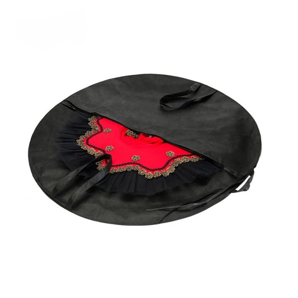 Bolsa para saia tutu 108 cm redonda com fecho e alças cobertura em viscose preta para trajes de ballet e vestidos com armação para transporte 1