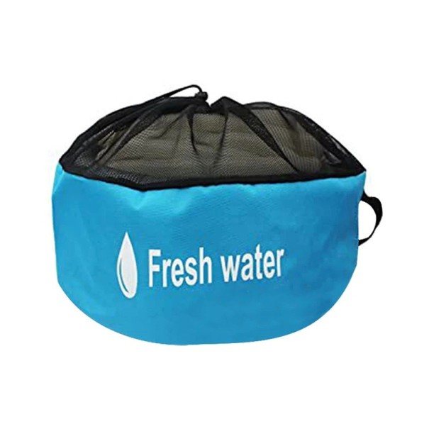 Bolsa plegable para manguera de agua con tapa de malla 46 x 25,5 + 22 cm Poliéster Azul Bolsa de almacenamiento para agua potable en autocaravana 1