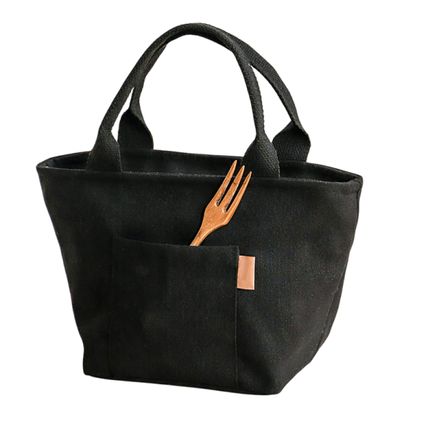 Bolsa térmica 20x16x20 cm Cores neutras Dimensões compactas Camada isolante Fecho com zip Portátil para alimentos Almoços Piqueniques Viagens preto