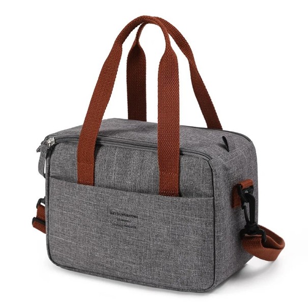 Bolsa térmica com compartimentos 23x13x17 cm Cor neutra Bolsa de almoço isolante com fecho Zipper Bolsa de lanche portátil Pequena bolsa para comida e bebidas cinzento
