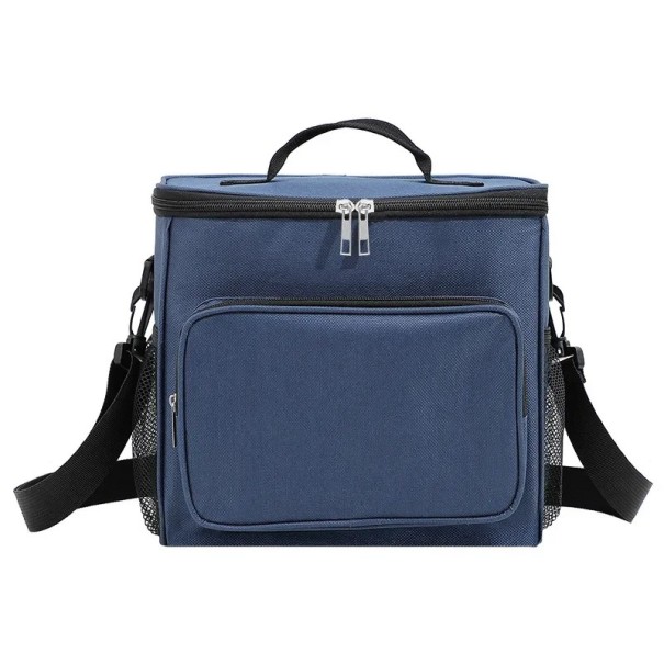 Bolsa térmica con compartimentos 17x26x24 cm Con cremallera Bolsa de almuerzo portátil Colores neutros Bolsa térmica para alimentos y bebidas Organización práctica azul