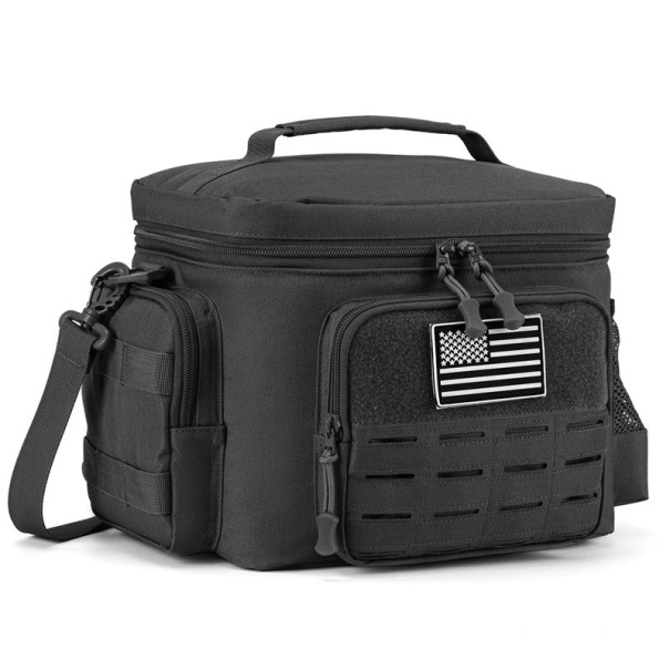 Bolsa térmica con compartimentos 20x30x22 cm Con cremallera Bolsa térmica portátil Color neutro Bolsa de almuerzo para comida Bebidas Para el trabajo Colegio Picnic negro