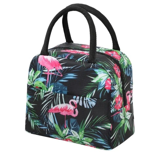 Bolsa térmica para el almuerzo con diseño de flamencos 23x13x19 cm Verde oscuro Bolsa aislante para alimentos Bolsa de refrigerio para la escuela 1