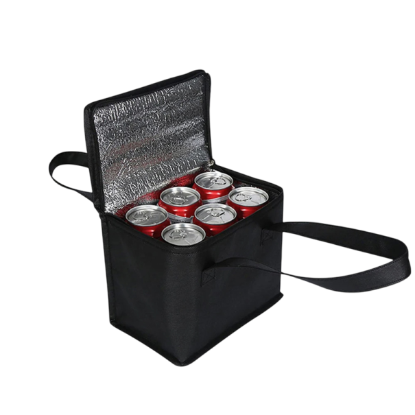 Bolsa térmica plegable para picnic (17 x 14 x 28 cm), bolsa de almuerzo portátil, bolsa térmica con capa aislante, bolsa de comida plegable en colores neutros. negro