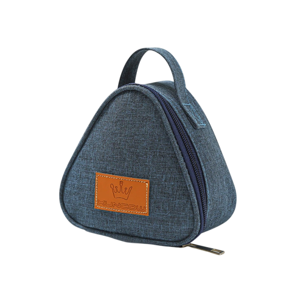 Bolsa térmica triangular de 13,5 x 7 x 13 cm, con cremallera, color neutro, pequeña bolsa térmica para comida y bebidas, bolsa portátil, mini lonchera. azul