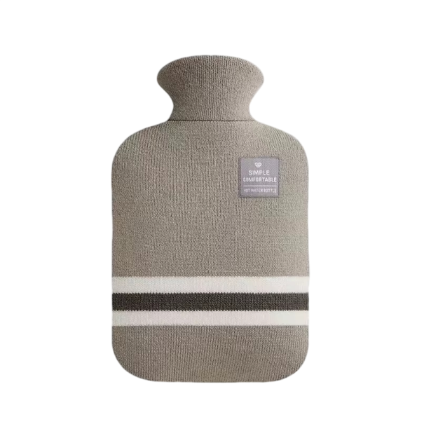 Bolsa termoaislante de 2000 ml con funda de tejido Botella de agua caliente de gran capacidad para el abdomen y las manos Alivio gris