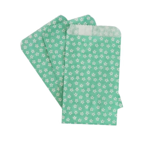 Bolsas de papel para regalo 50 unidades 8 x 15 cm Diseño floral Bolsas decorativas de kraft para tarjetas de felicitación e invitaciones Varios colores motivo de flores verde