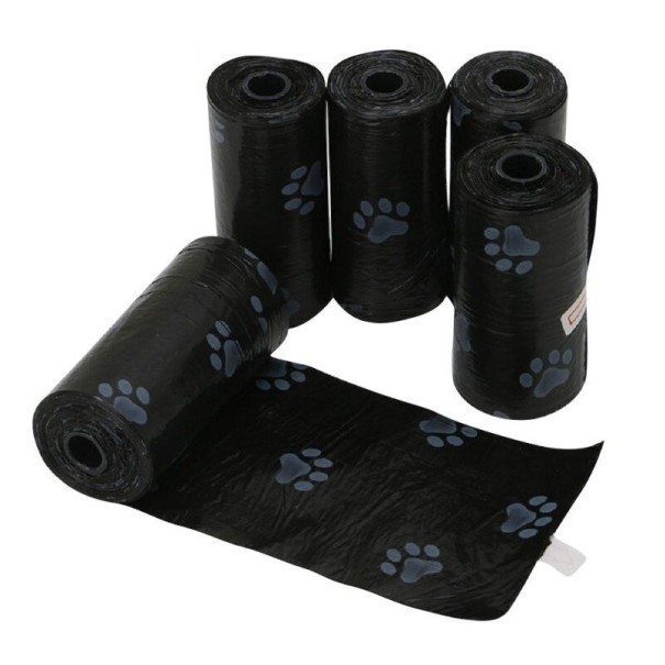 Bolsas para excrementos de perro 5 rollos negro