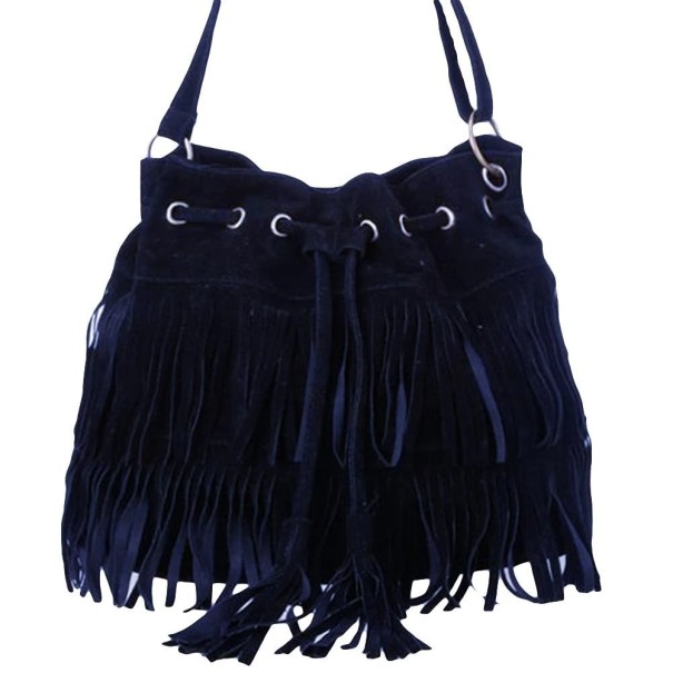 Bolso bandolera de mujer con flecos negro