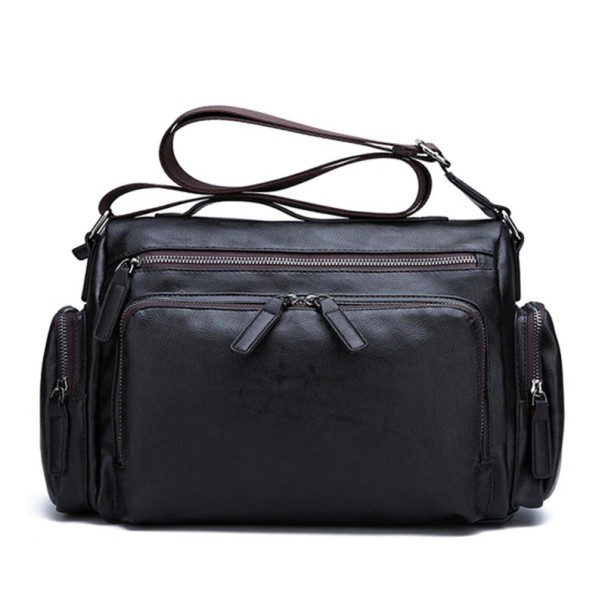 Bolso bandolera de piel para hombre T434 marrón oscuro