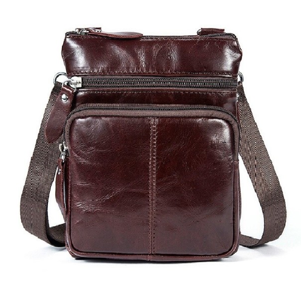 Bolso bandolera de piel para hombre T435 burdeos