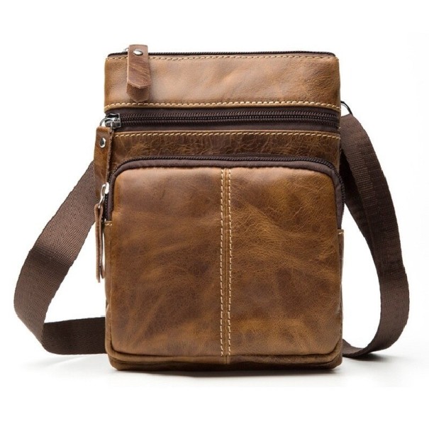 Bolso bandolera de piel para hombre T435 marrón claro