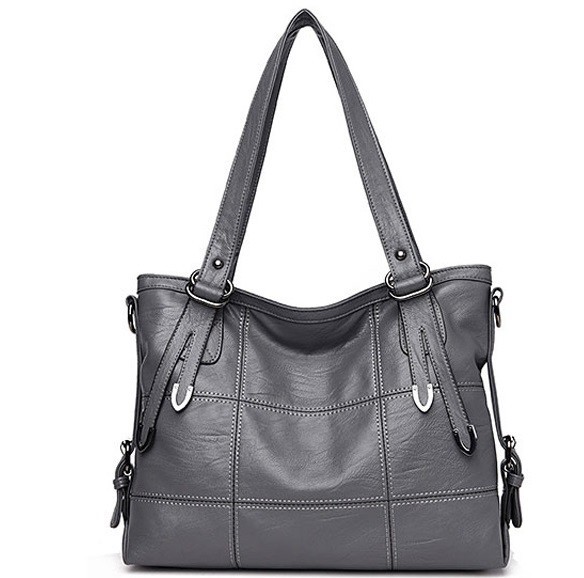 Bolso bandolera de piel para mujer gris