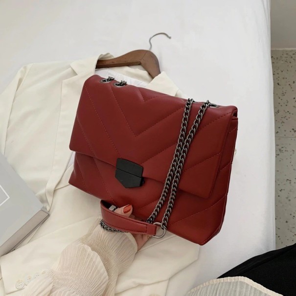 Bolso bandolera de piel para mujer M678 burdeos