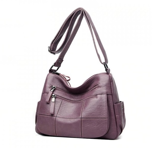 Bolso bandolera de piel para mujer M711 morado