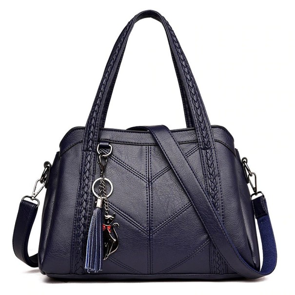Bolso bandolera de piel para mujer M712 azul oscuro